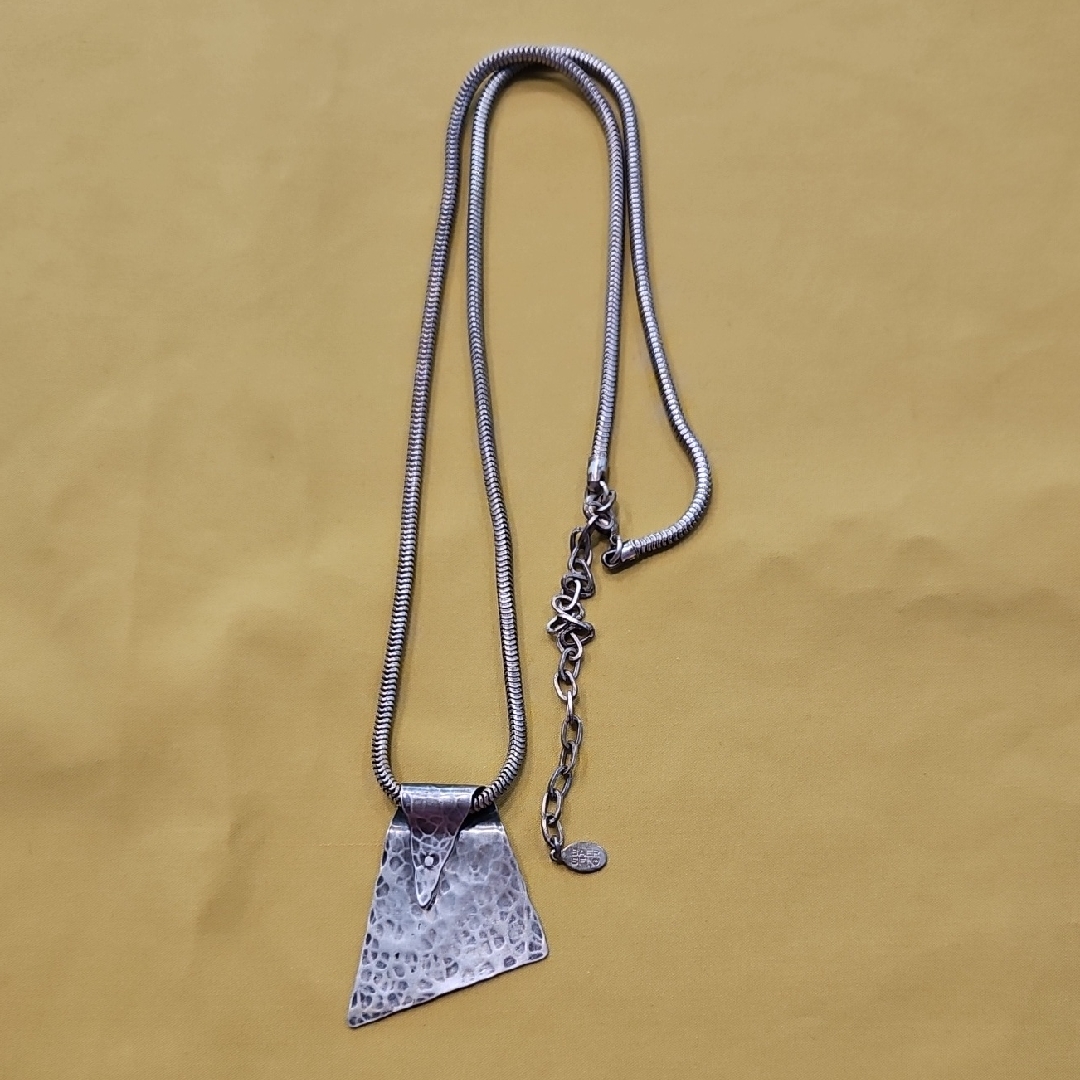 Postmodern Hammered Pendant On A Snake Chain By Marjorie Baer